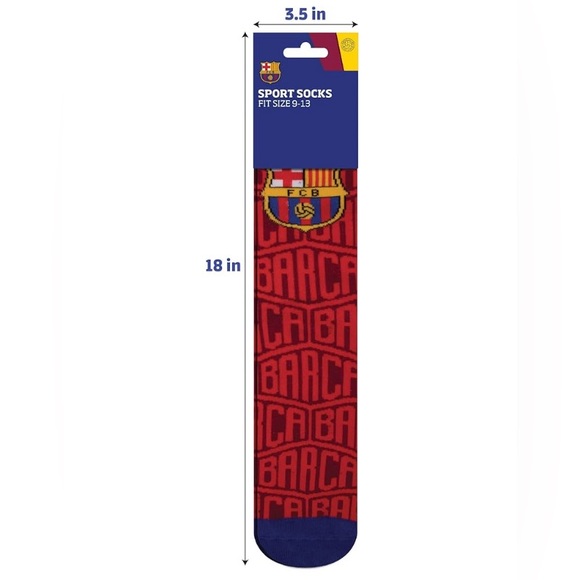 NWT MACCABI ART Official Pair of FC Barcelona Tri-Blend Red Crew Socks Size 9-13 - Picture 5 of 6